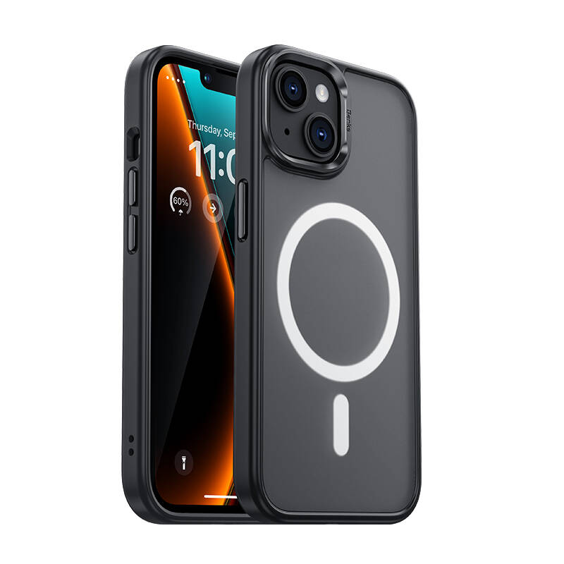 Apple iPhone 15 Kılıf M-safe Şarj Özellikli Benks Mist Protective Kapak Siyah