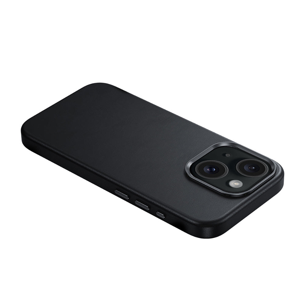 Apple iPhone 15 Kılıf M-safe Şarj Özellikli Benks Vintage Leather Kapak Siyah