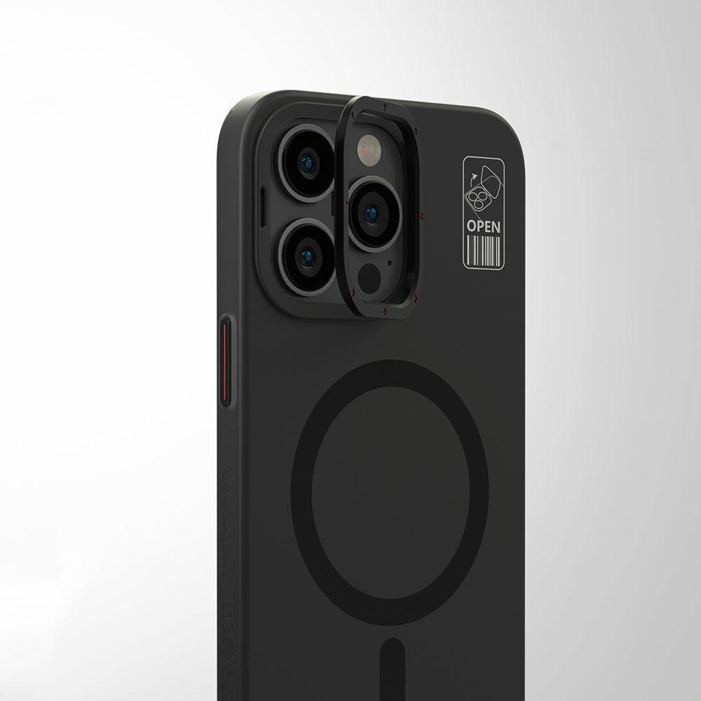 Apple iPhone 15 Kılıf M-safe Şarj Özellikli Standlı YoungKit Hermit Bracket Serisi Kapak Siyah