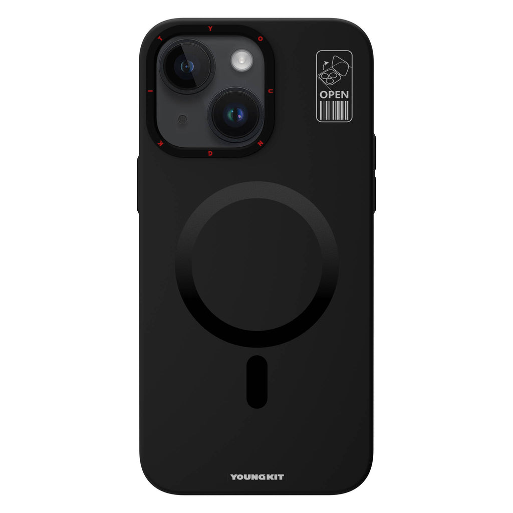 Apple iPhone 15 Kılıf M-safe Şarj Özellikli Standlı YoungKit Hermit Bracket Serisi Kapak Gri