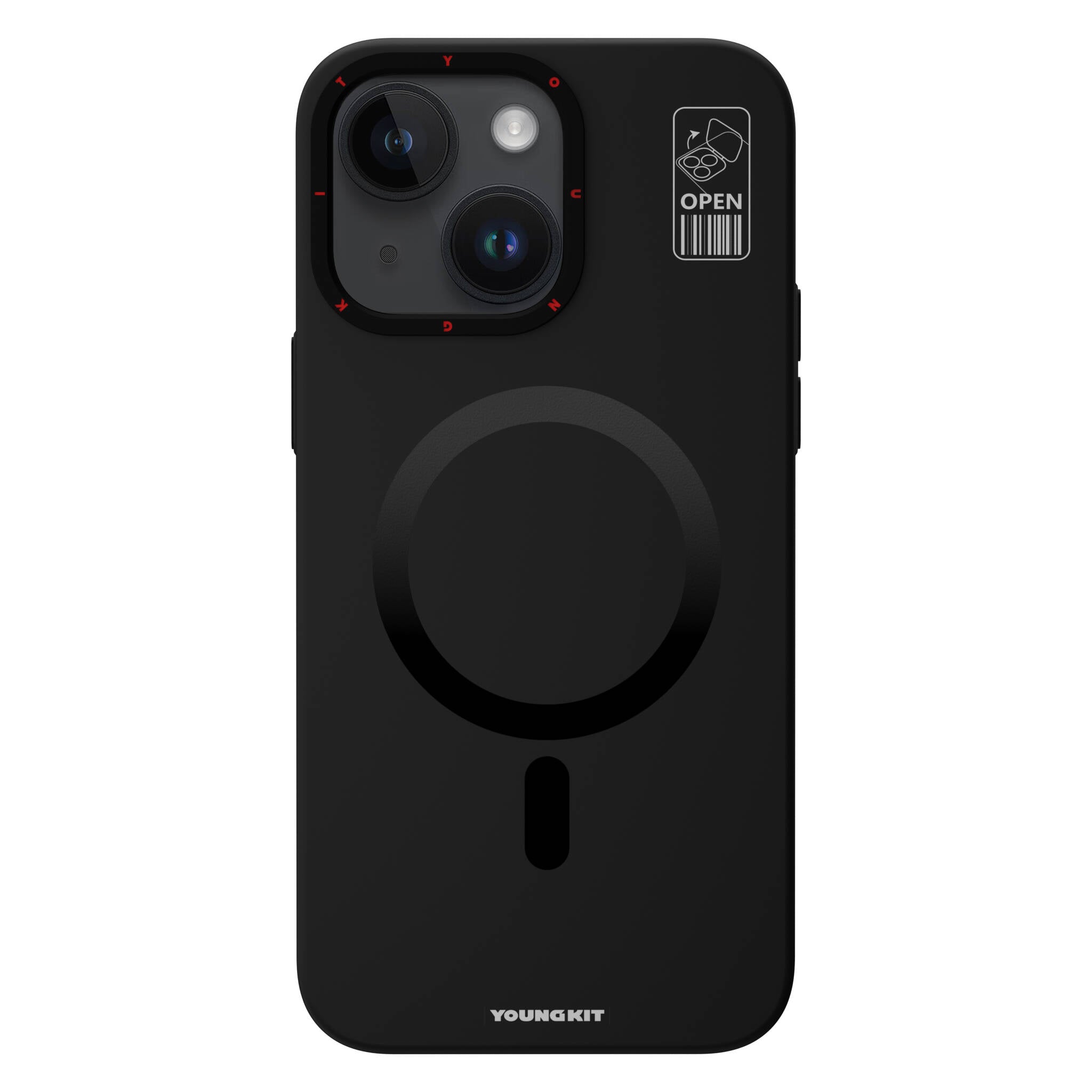 Apple iPhone 15 Kılıf M-safe Şarj Özellikli Standlı YoungKit Hermit Bracket Serisi Kapak Gri