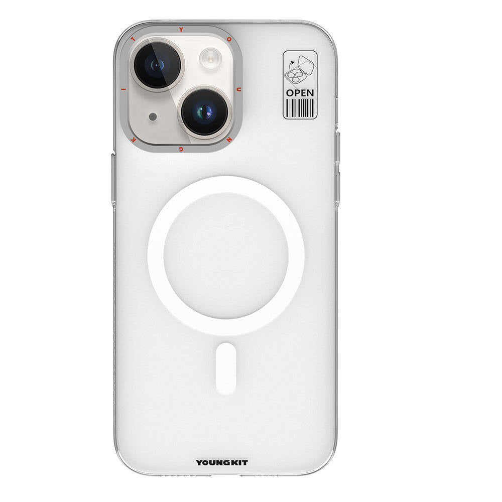 Apple iPhone 15 Kılıf M-safe Şarj Özellikli Standlı YoungKit Hermit Bracket Serisi Kapak Renksiz