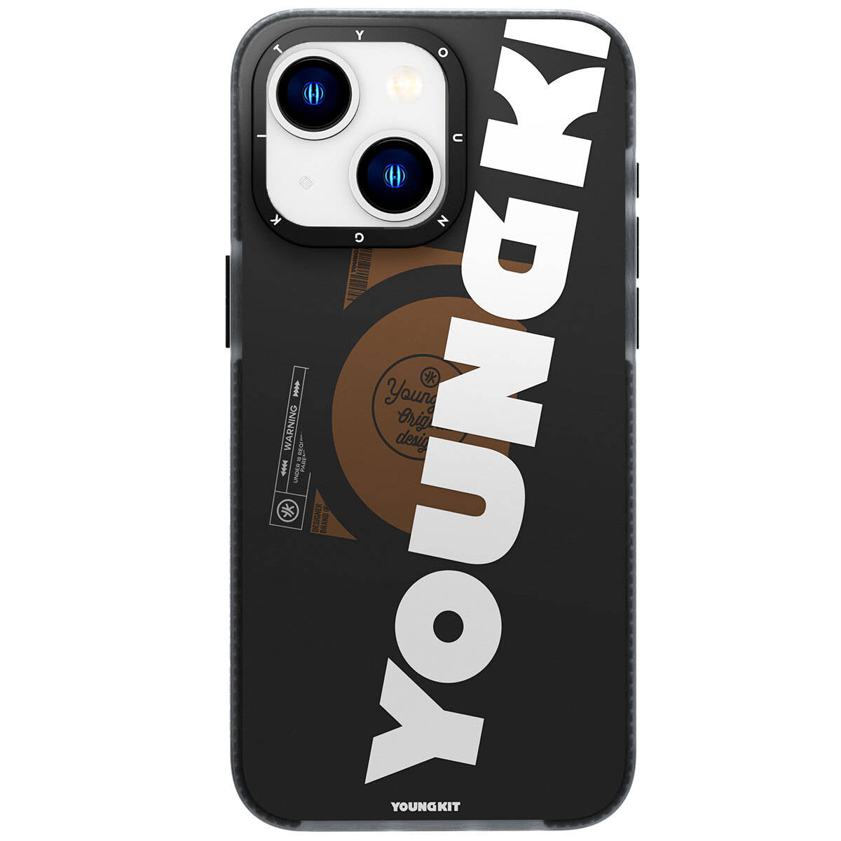 Apple iPhone 15 Kılıf M-safe Şarj Özellikli Youngkit Binfen Serisi Yazı Temalı Kapak Siyah