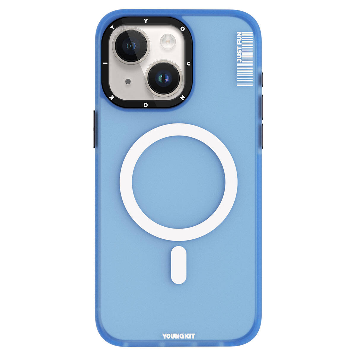 Apple iPhone 15 Kılıf M-safe Şarj Özellikli Youngkit Colored Sand Serisi Kapak Mavi