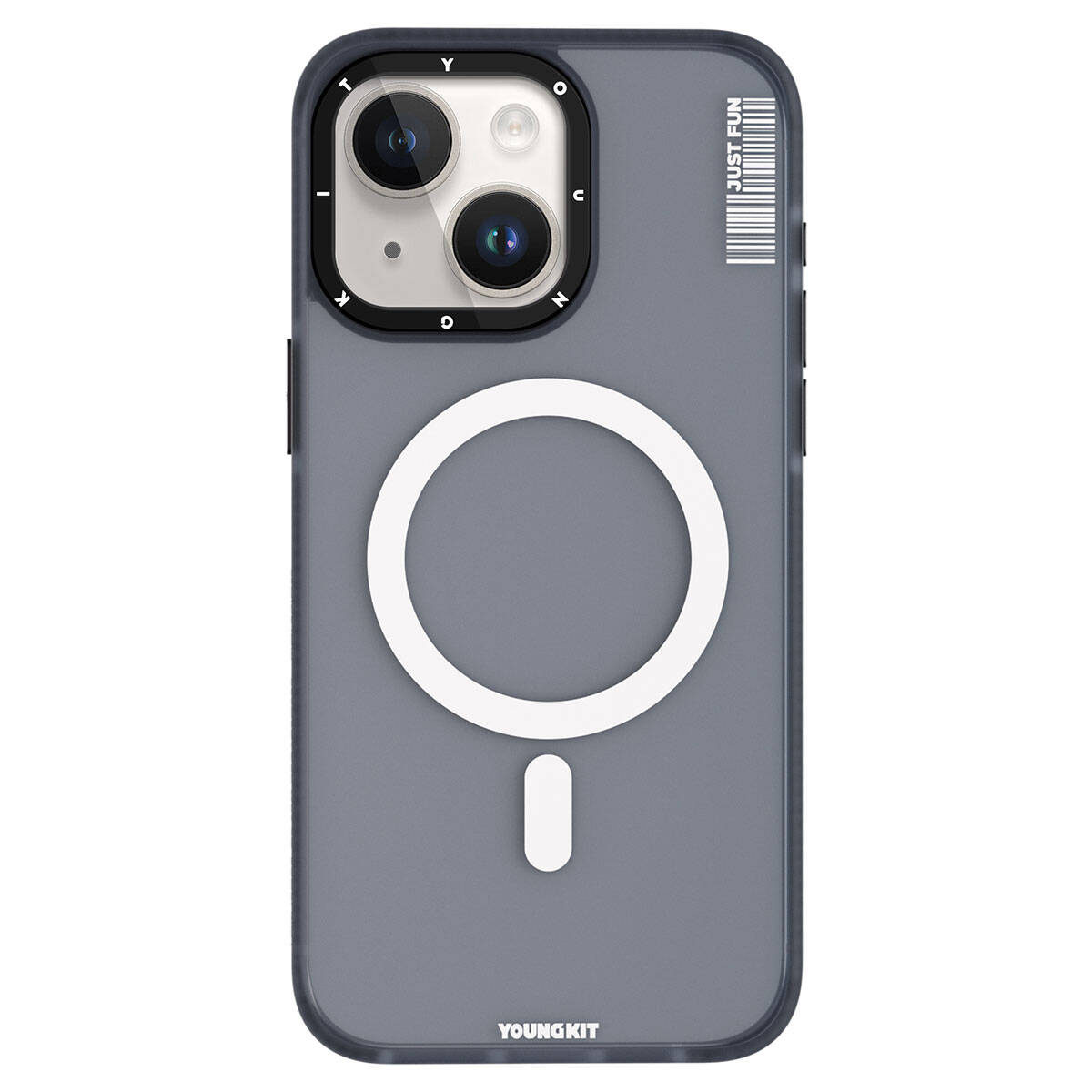 Apple iPhone 15 Kılıf M-safe Şarj Özellikli Youngkit Colored Sand Serisi Kapak Siyah