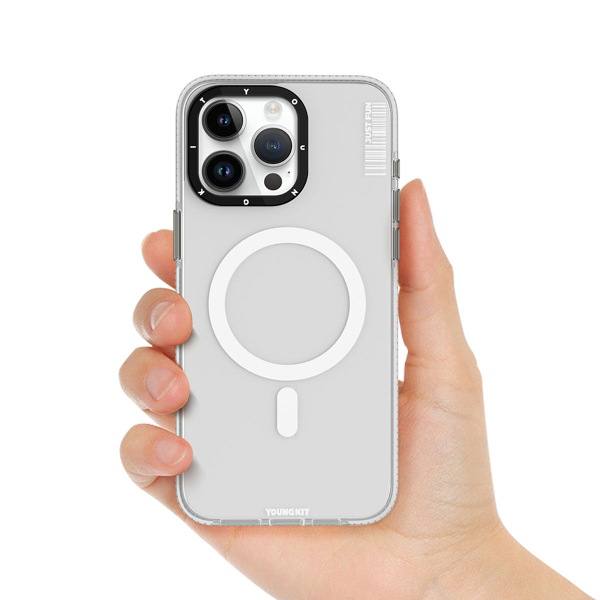 Apple iPhone 15 Kılıf M-safe Şarj Özellikli YoungKit Crystal Color Serisi Kapak Siyah