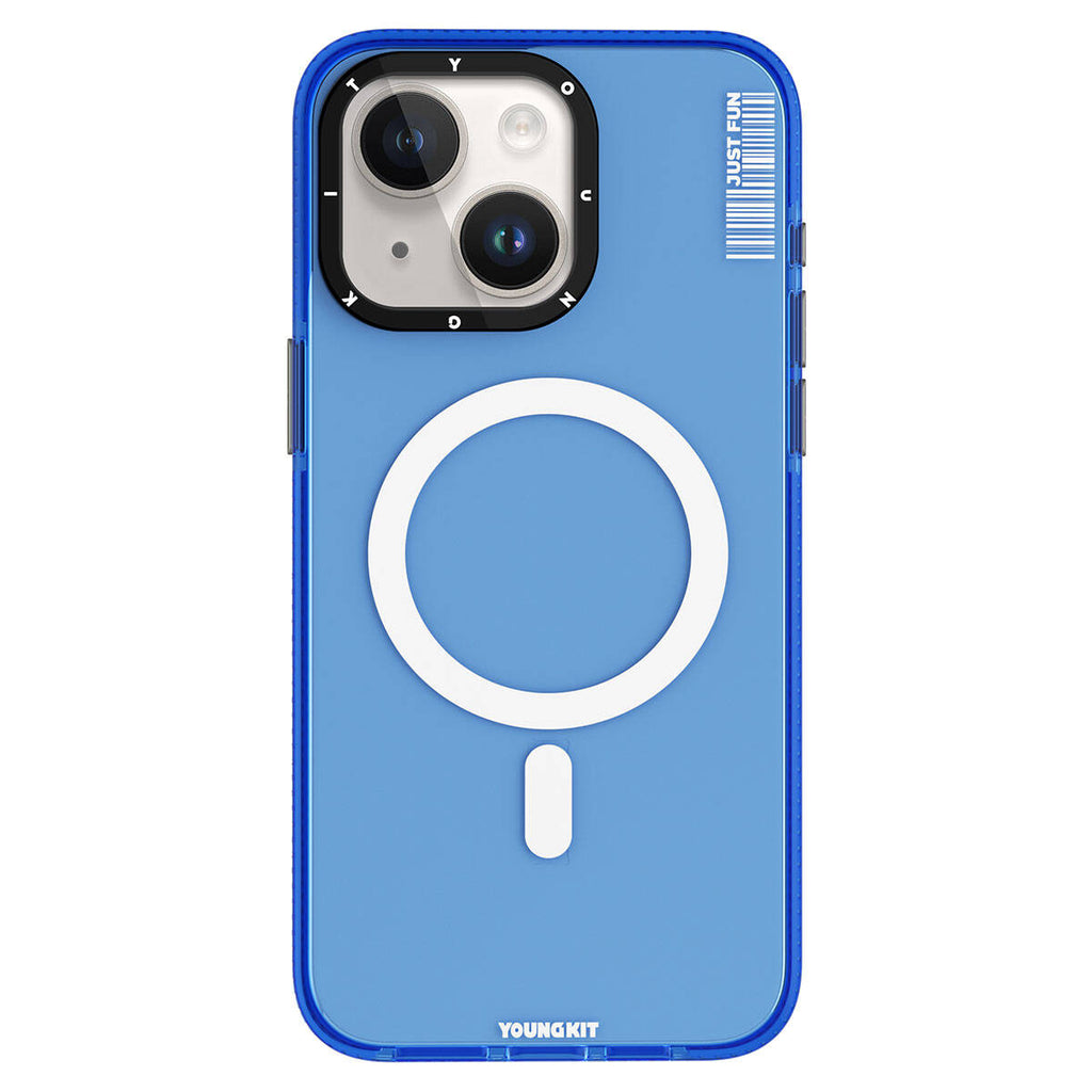 Apple iPhone 15 Kılıf M-safe Şarj Özellikli YoungKit Crystal Color Serisi Kapak Mavi