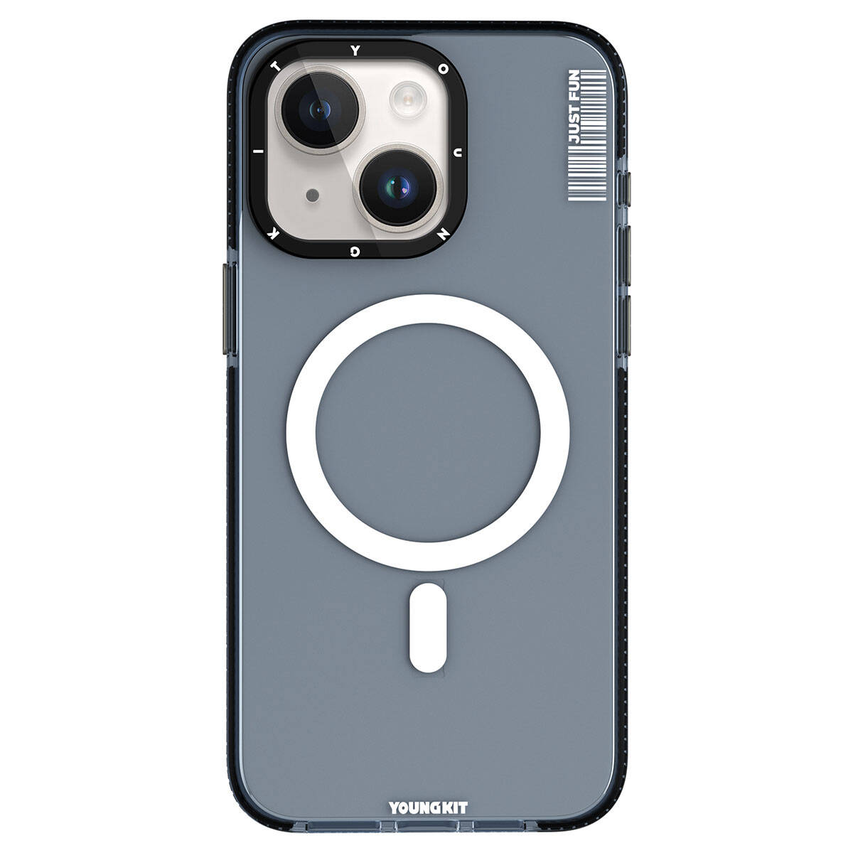 Apple iPhone 15 Kılıf M-safe Şarj Özellikli YoungKit Crystal Color Serisi Kapak Siyah