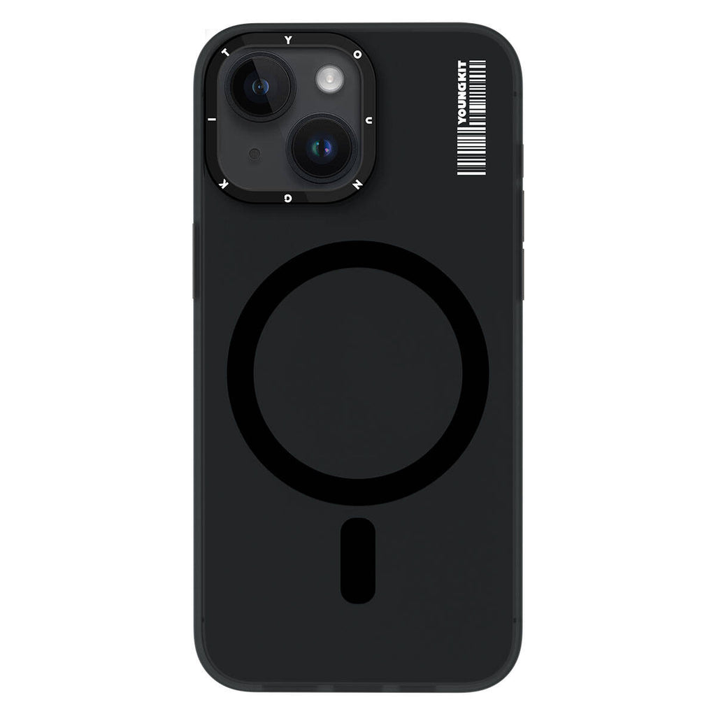 Apple iPhone 15 Kılıf M-safe Şarj Özellikli Youngkit Hidden Sand Serisi Kapak Siyah