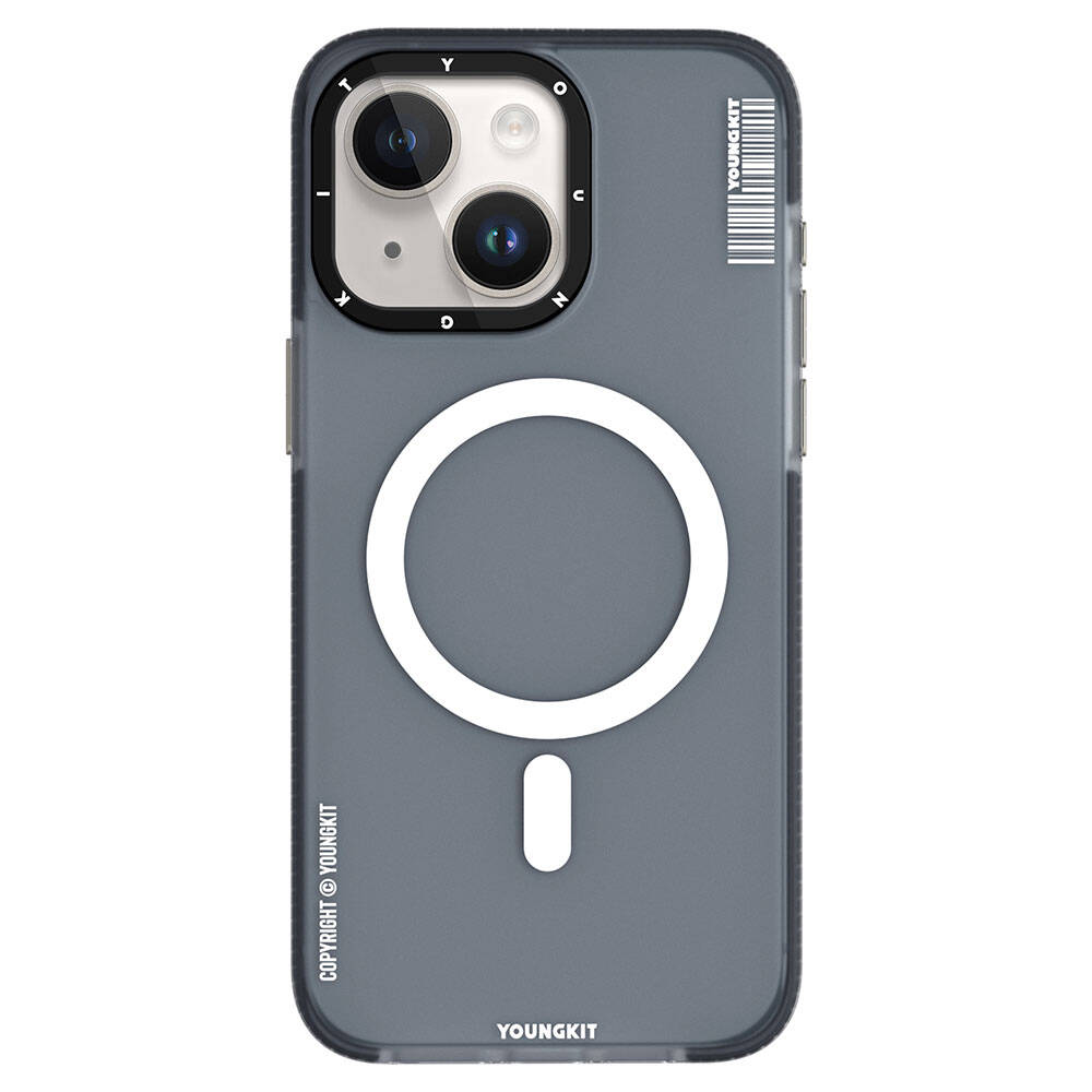 Apple iPhone 15 Kılıf M-safe Şarj Özellikli Youngkit Jiansha Serisi Kapak Siyah