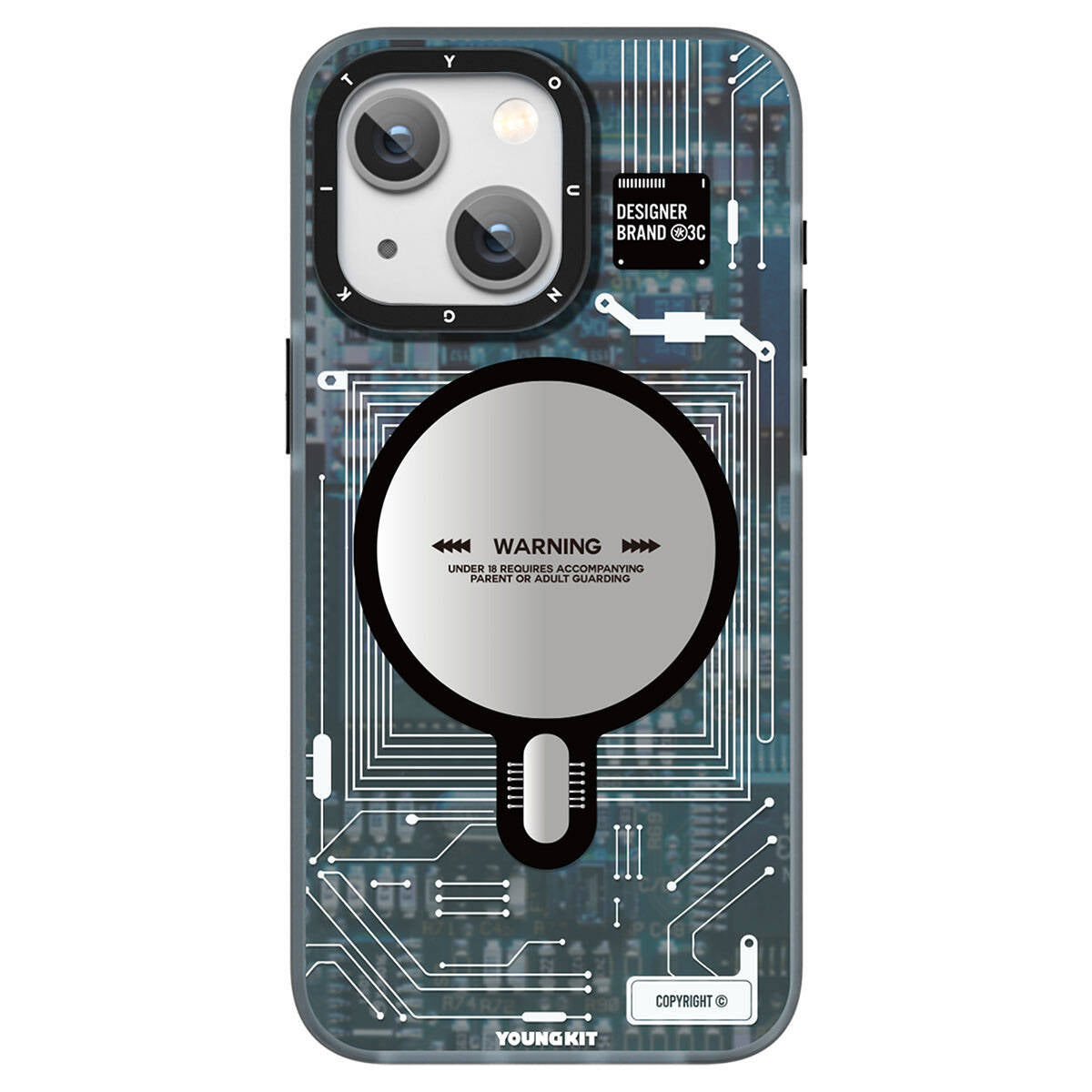 Apple iPhone 15 Kılıf M-safe Şarj Özellikli YoungKit Technology Serisi Kapak Mavi