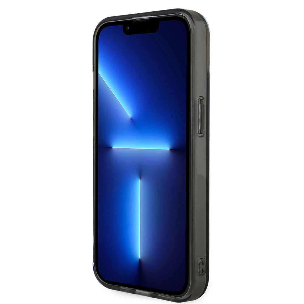 Apple iPhone 15 Kılıf Mercedes Benz Çift Katmanlı Yıldız Desenli Dizayn Kapak Siyah-Mavi