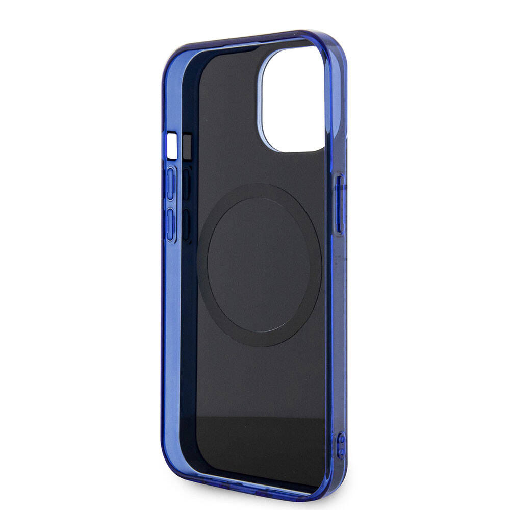 Apple iPhone 15 Kılıf Mercedes Benz Orjinal Lisanslı M-safe Şarj Özellikli Çift Katmanlı Mavi Yıldız Desenli Kapak Mavi