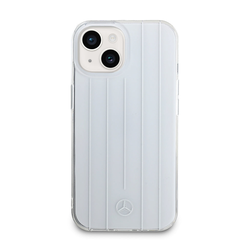 Apple iPhone 15 Kılıf Mercedes Benz Orjinal Lisanslı New Urban 3 IML Baskılı Paralel Çizgi Desenli Kapak Beyaz