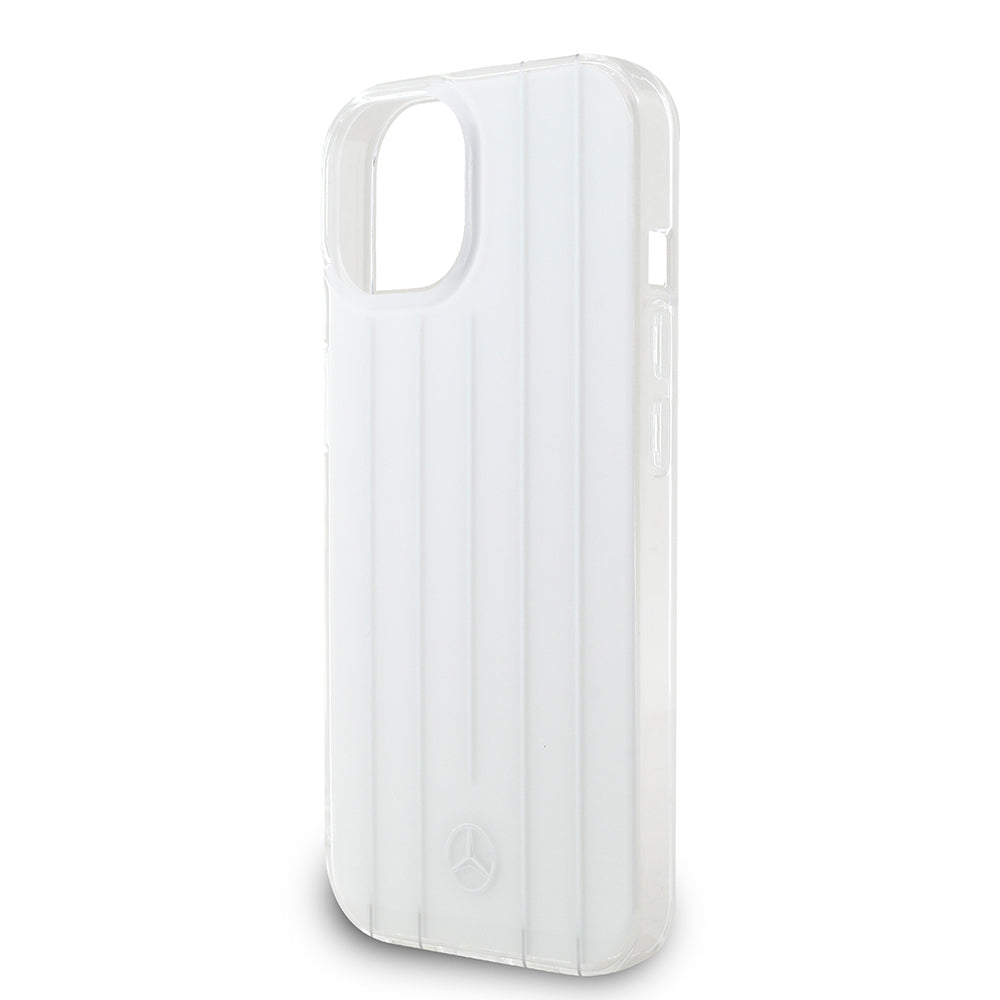 Apple iPhone 15 Kılıf Mercedes Benz Orjinal Lisanslı New Urban 3 IML Baskılı Paralel Çizgi Desenli Kapak Beyaz