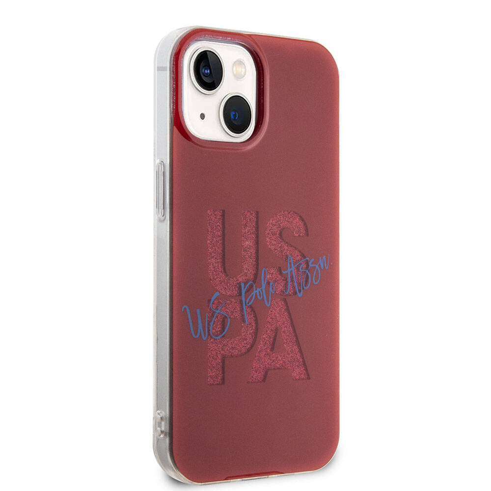 Apple iPhone 15 Kılıf U.S. Polo Assn. Orjinal Lisanslı Simli Parlak Alfabe Tasarım Kapak Mavi