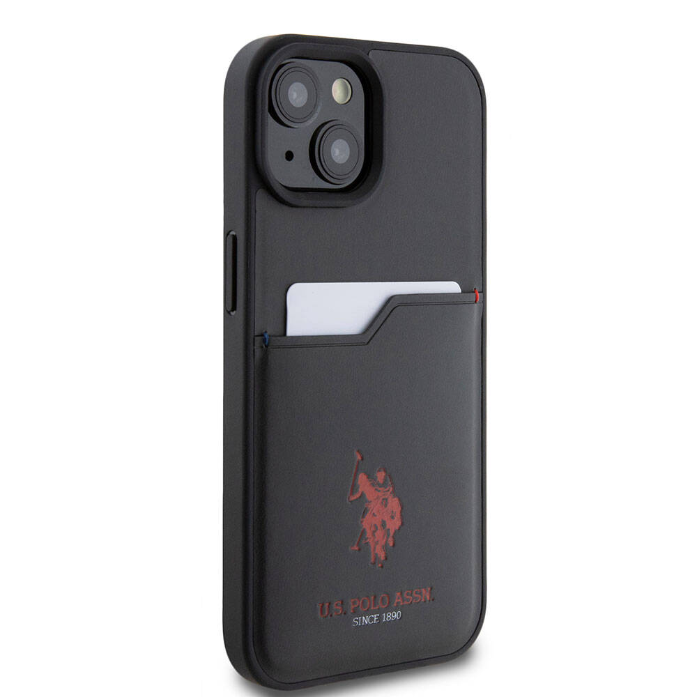 Apple iPhone 15 Kılıf U.S. Polo Assn. Orjinal Lisanslı Baskı Logolu PU Kartlıklı Kapak Kırmızı