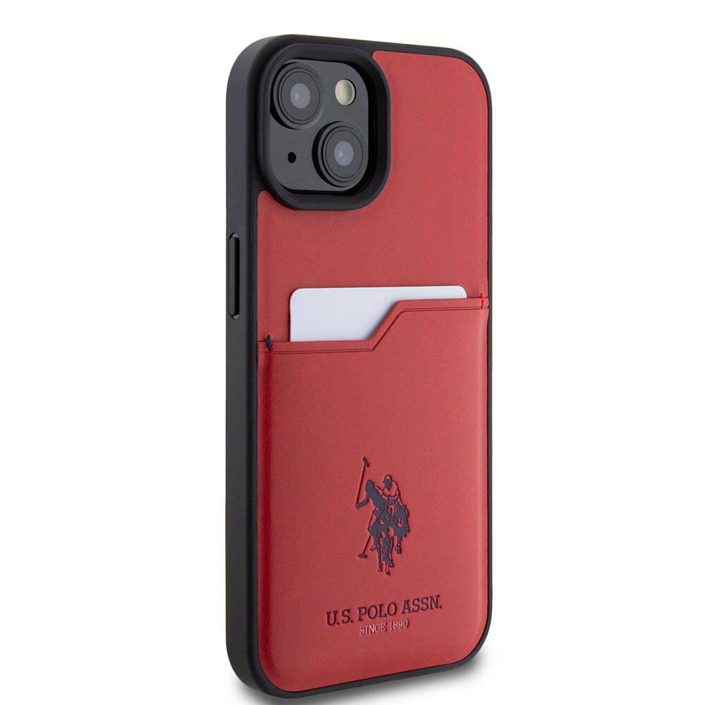 Apple iPhone 15 Kılıf U.S. Polo Assn. Orjinal Lisanslı Baskı Logolu PU Kartlıklı Kapak Lacivert