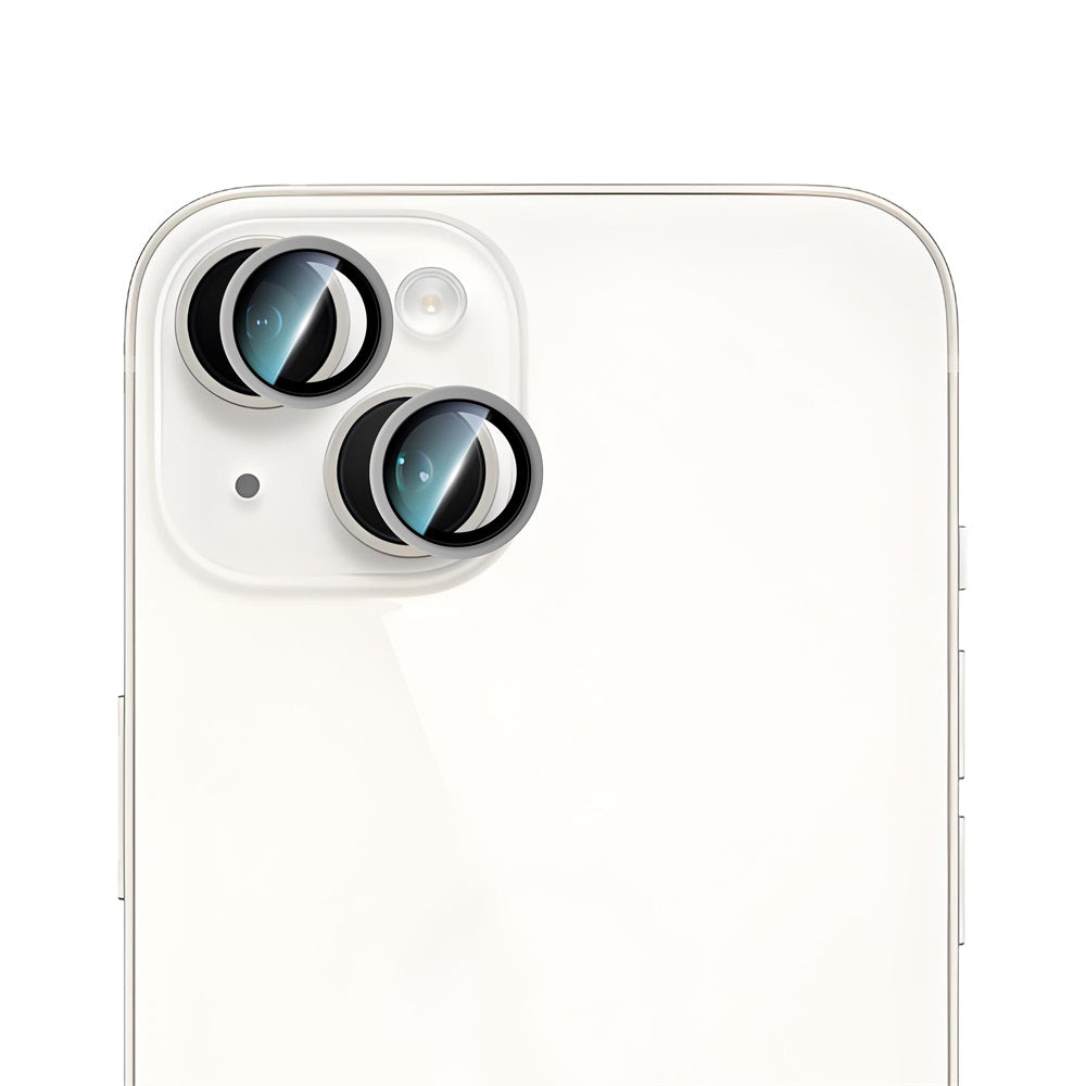 Apple iPhone 15 Plus CaseWorld Alloy Serisi Oleofobik Anti Reflective Kamera Lens Koruyucu Gümüş