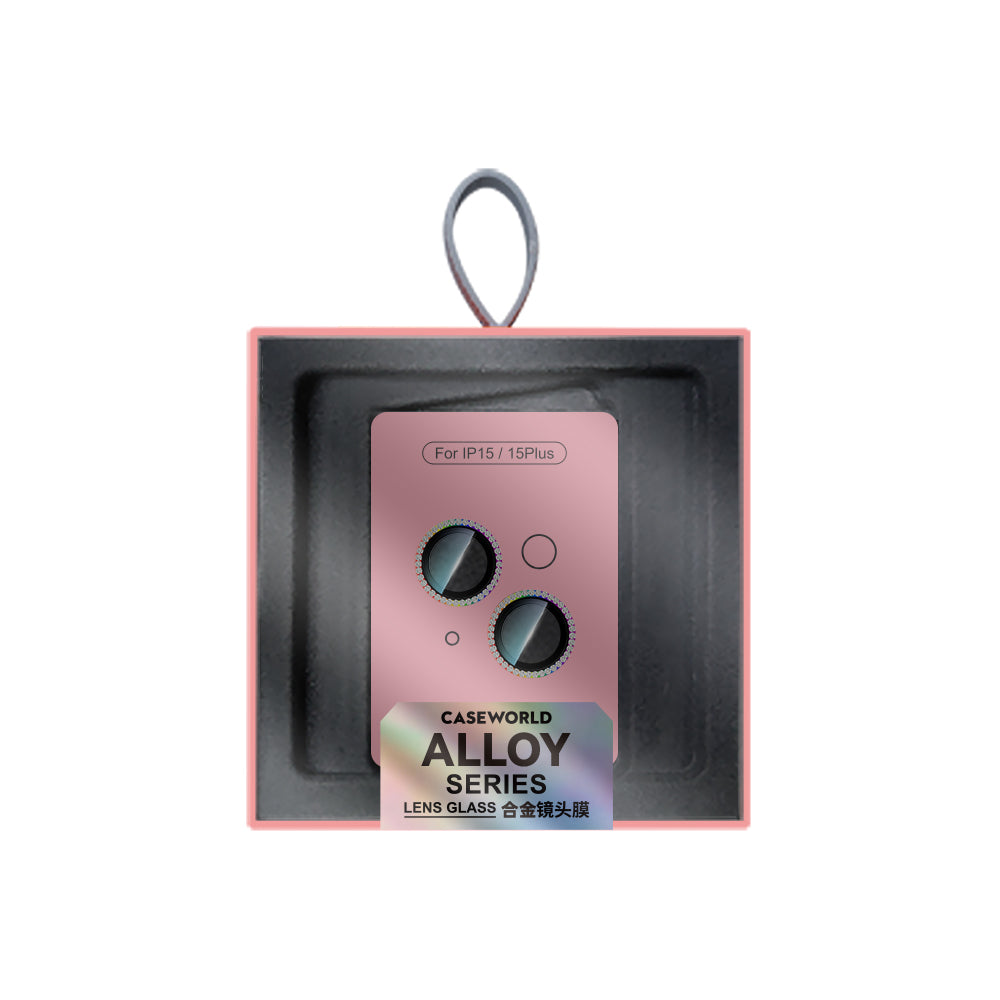 Apple iPhone 15 Plus CaseWorld Alloy Sparkling Diamond Serisi Taşlı Lens Koruyucu  Gümüş