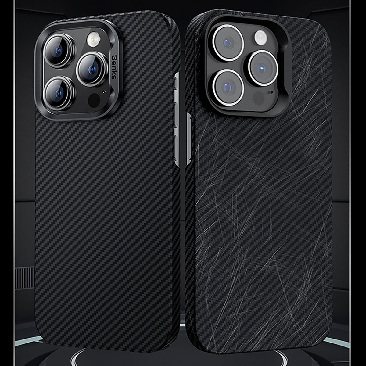 Apple iPhone 15 Plus Kılıf M-safe Özellikli Karbon Fiber Benks Essential ArmorAir 600D Kevlar Kapak Siyah