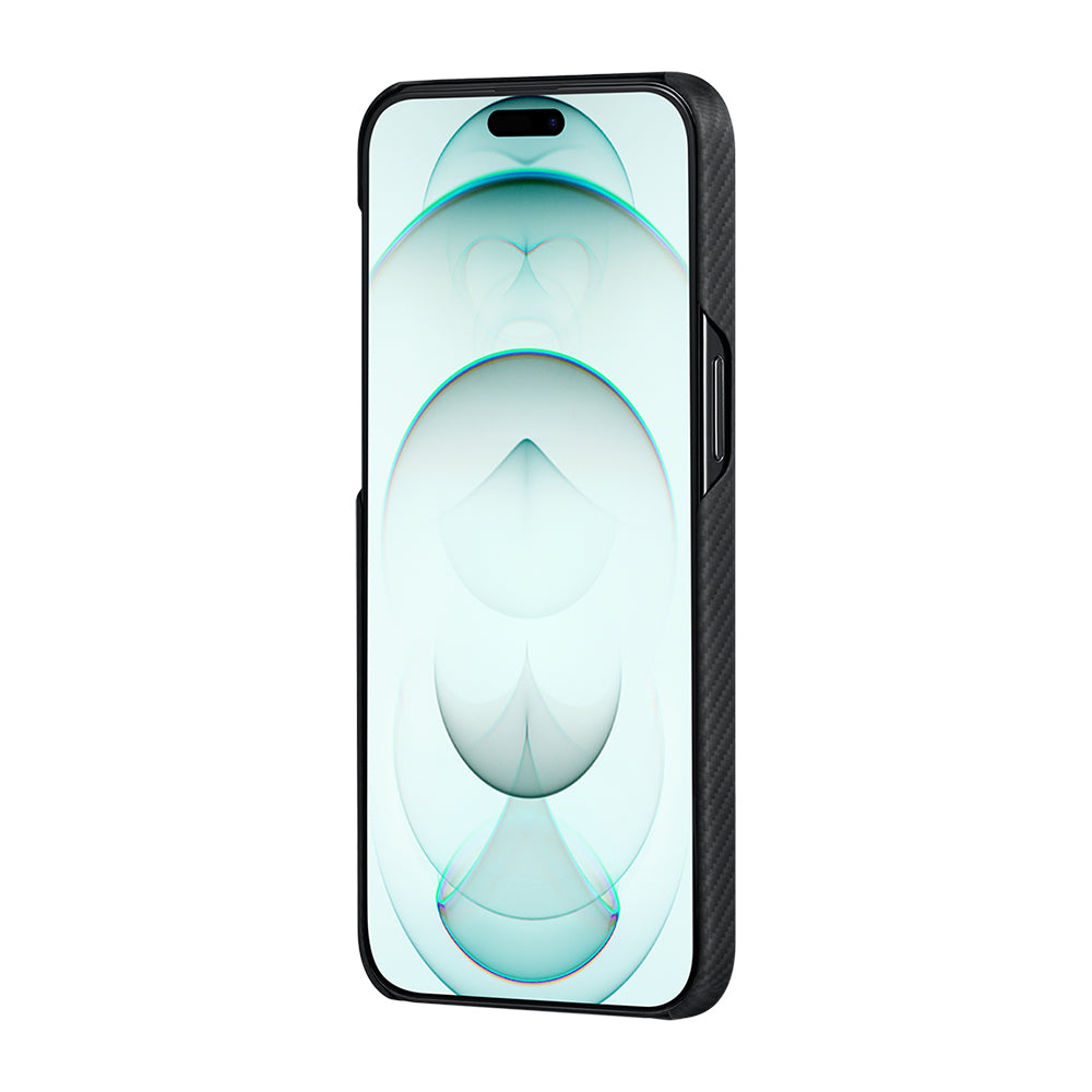 Apple iPhone 15 Plus Kılıf M-safe Şarj Özellikli 600D Aramid Fiber Pitaka Ultra-Slim Classic Serisi Black-Grey Twill Kapak Siyah-Gri