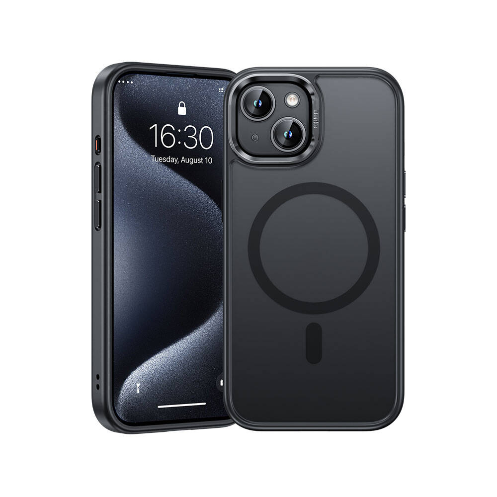 Apple iPhone 15 Plus Kılıf M-safe Şarj Özellikli Benks Mist Protective Kapak Siyah