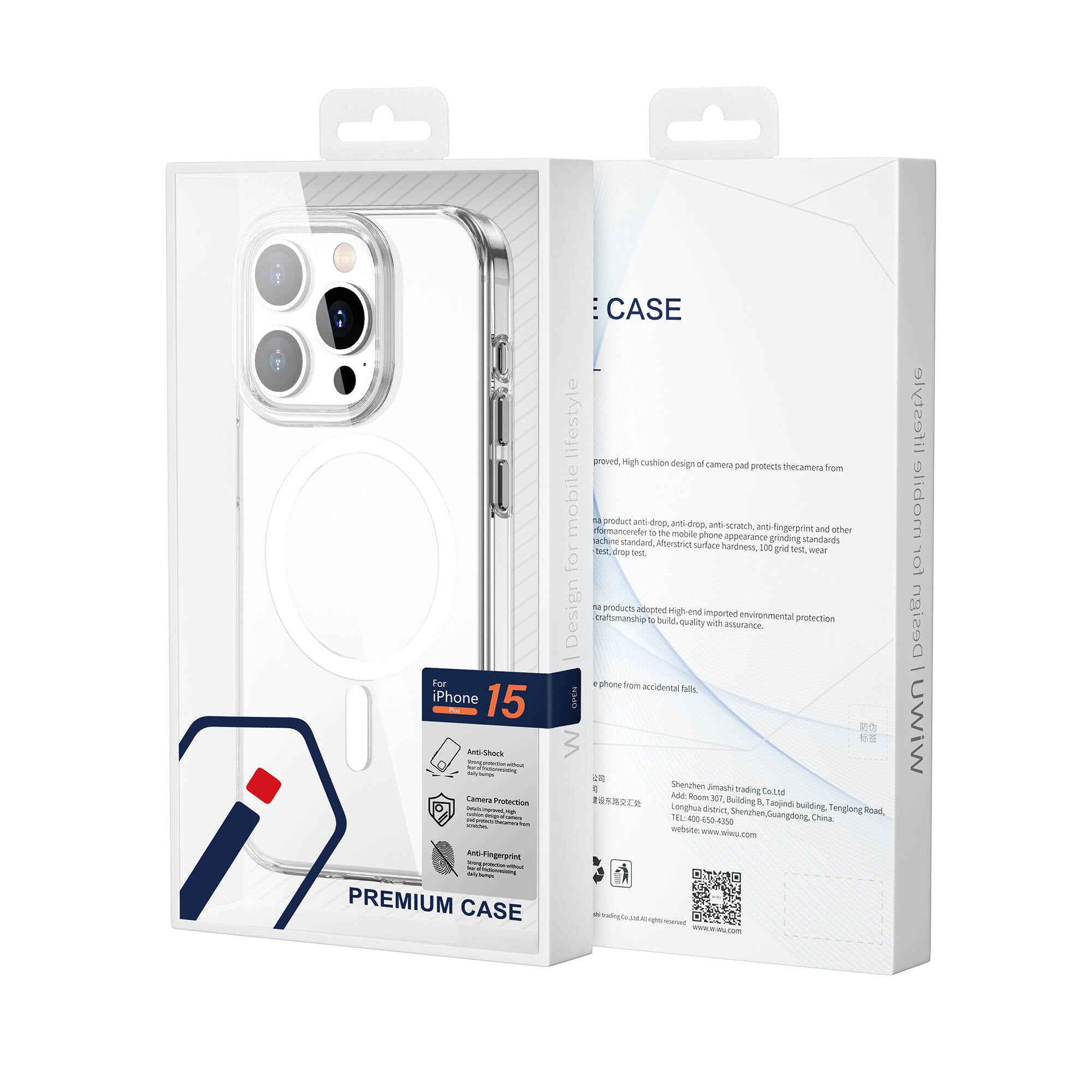 Apple iPhone 15 Plus Kılıf Wiwu FYY-014 M-safe Şarj Özellikli Şeffaf Kapak Renksiz