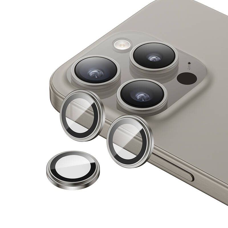 Apple iPhone 15 Pro Benks King Kong Corning Kamera Lens Koruyucu Gümüş