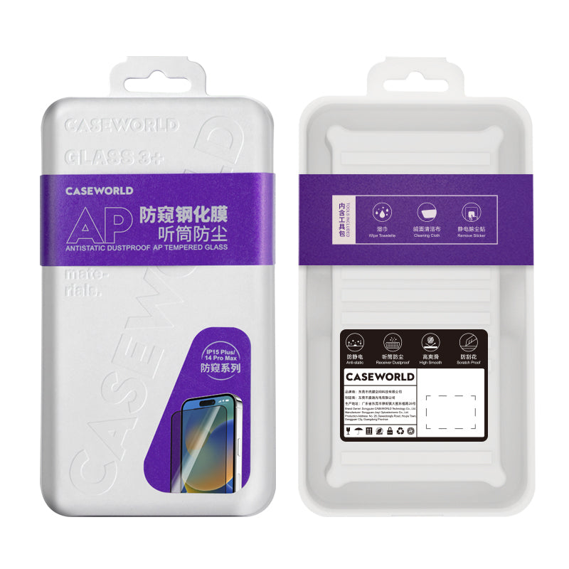 Apple iPhone 15 Pro CaseWorld HD Serisi 0.33mm Privacy Temperli Cam Ekran Koruyucu Siyah