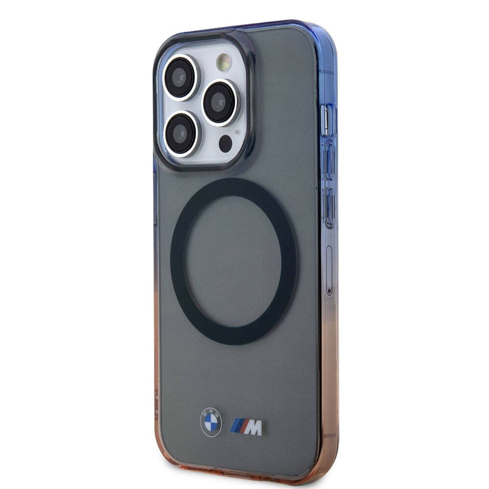 Apple iPhone 15 Pro Kılıf BMW M-safe Şarj Özellikli Transparan Renkli Çerçeveli Orjinal Lisanslı Kapak Gri