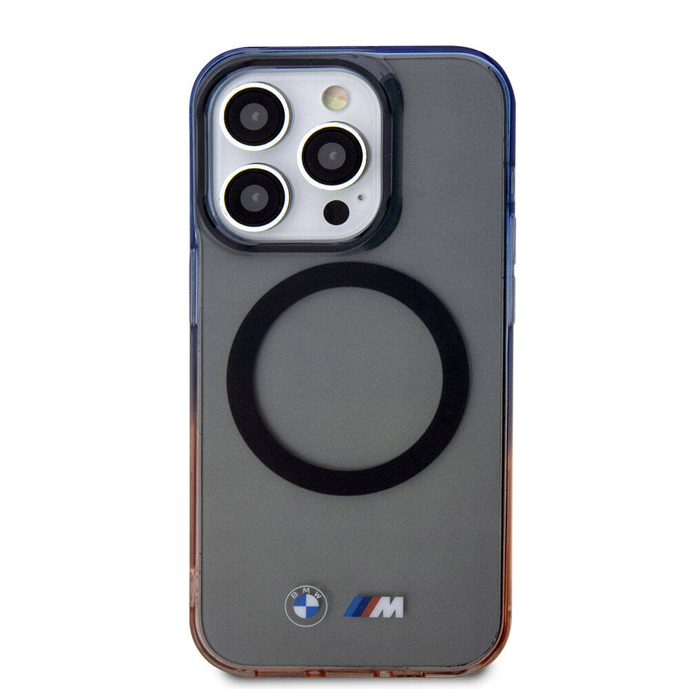 Apple iPhone 15 Pro Kılıf BMW M-safe Şarj Özellikli Transparan Renkli Çerçeveli Orjinal Lisanslı Kapak Gri