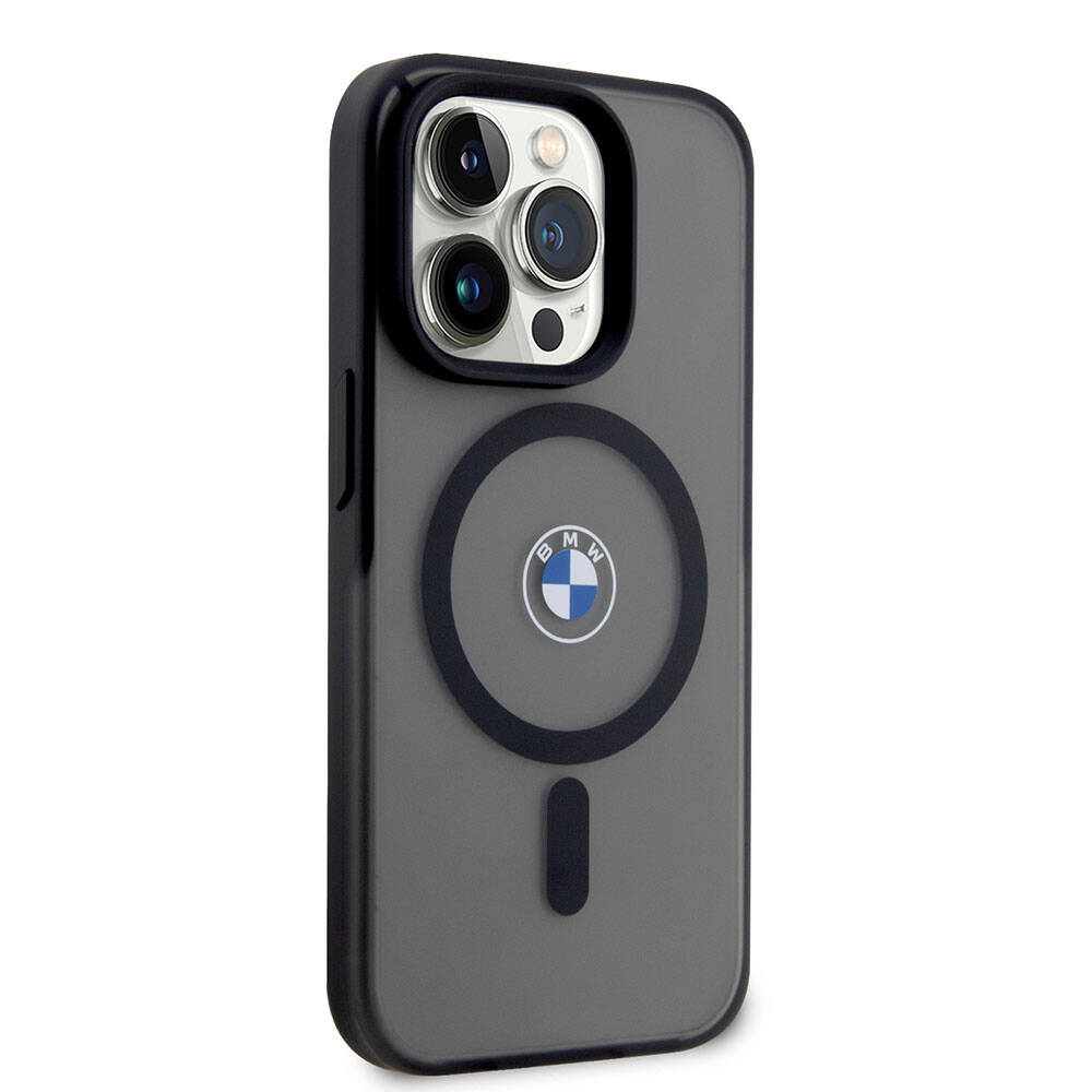 Apple iPhone 15 Pro Kılıf BMW Orjinal Lisanslı M-safe Şarj Özellikli IML Baskı Logolu Buzlu Mat Kapak Siyah
