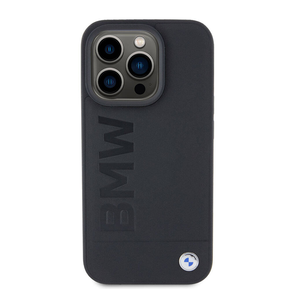 Apple iPhone 15 Pro Kılıf BMW Orjinal Lisanslı M-safe Şarj Özellikli Sıcak Damga Logolu Deri Kapak Siyah