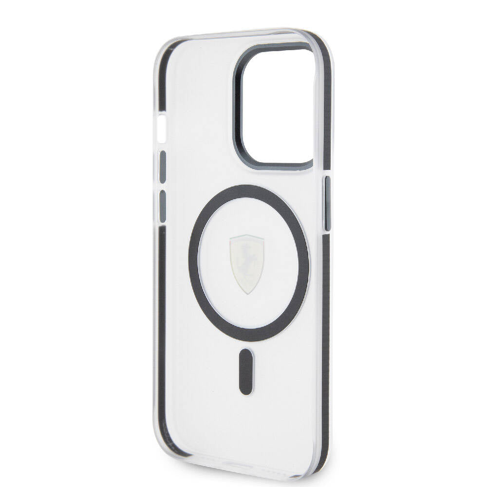 Apple iPhone 15 Pro Kılıf Ferrari Orjinal Lisanslı M-safe Şarj Özellikli Kontrast Bumper SF Ring Kapak Kırmızı