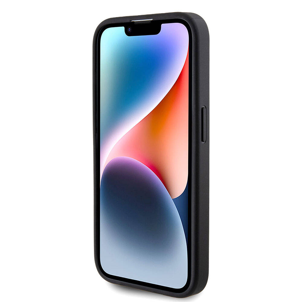 Apple iPhone 15 Pro Kılıf Guess Orjinal Lisanslı 4G Büyük Metal Logolu Glitter Kapak Siyah