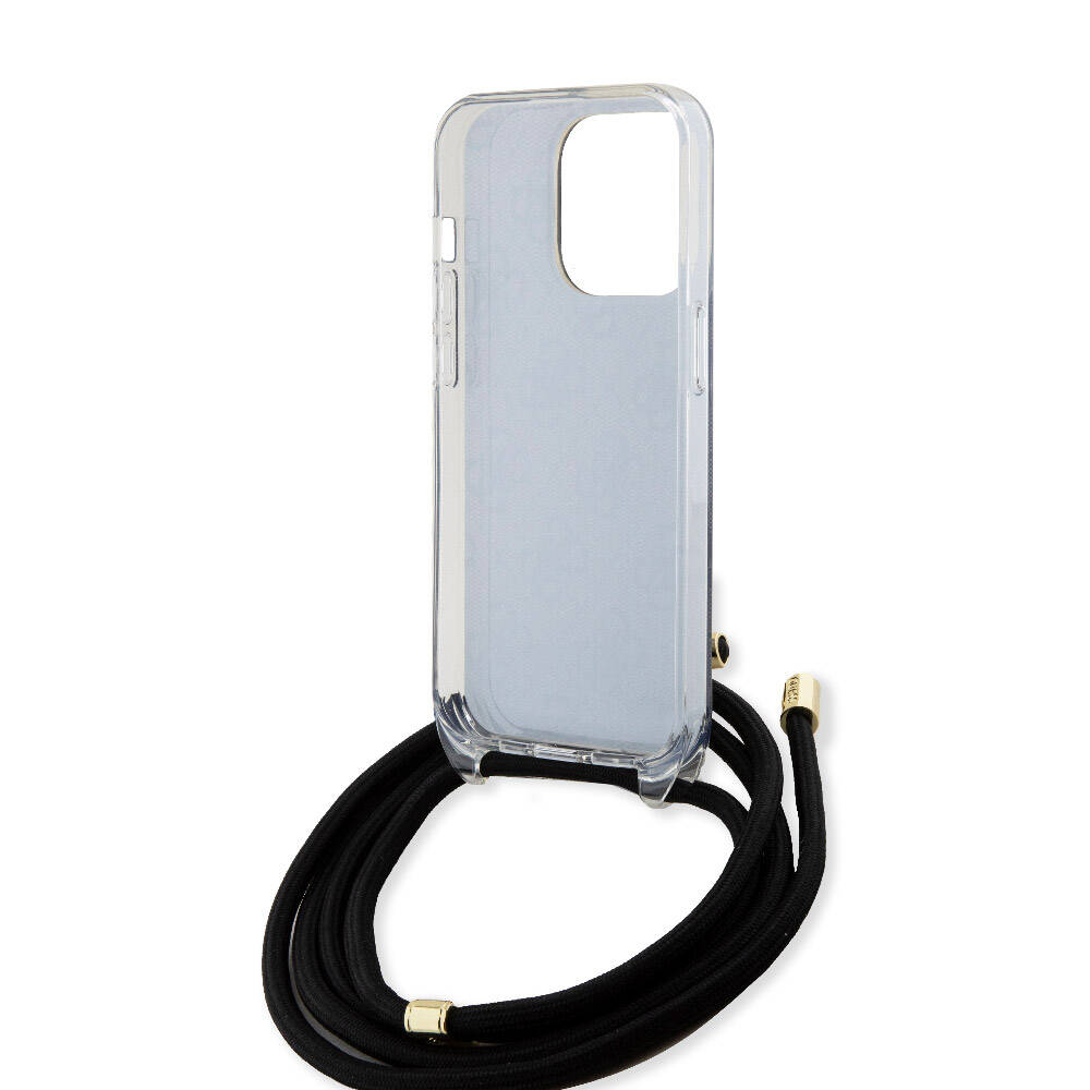 Apple iPhone 15 Pro Kılıf Guess Orjinal Lisanslı Çapraz Kordon 4G Desenli Kapak Kahverengi