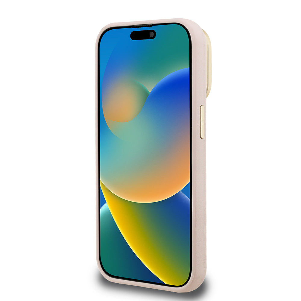 Apple iPhone 15 Pro Kılıf Guess Orjinal Lisanslı Grained Yazı Logolu Kamera Standlı Kapak Siyah