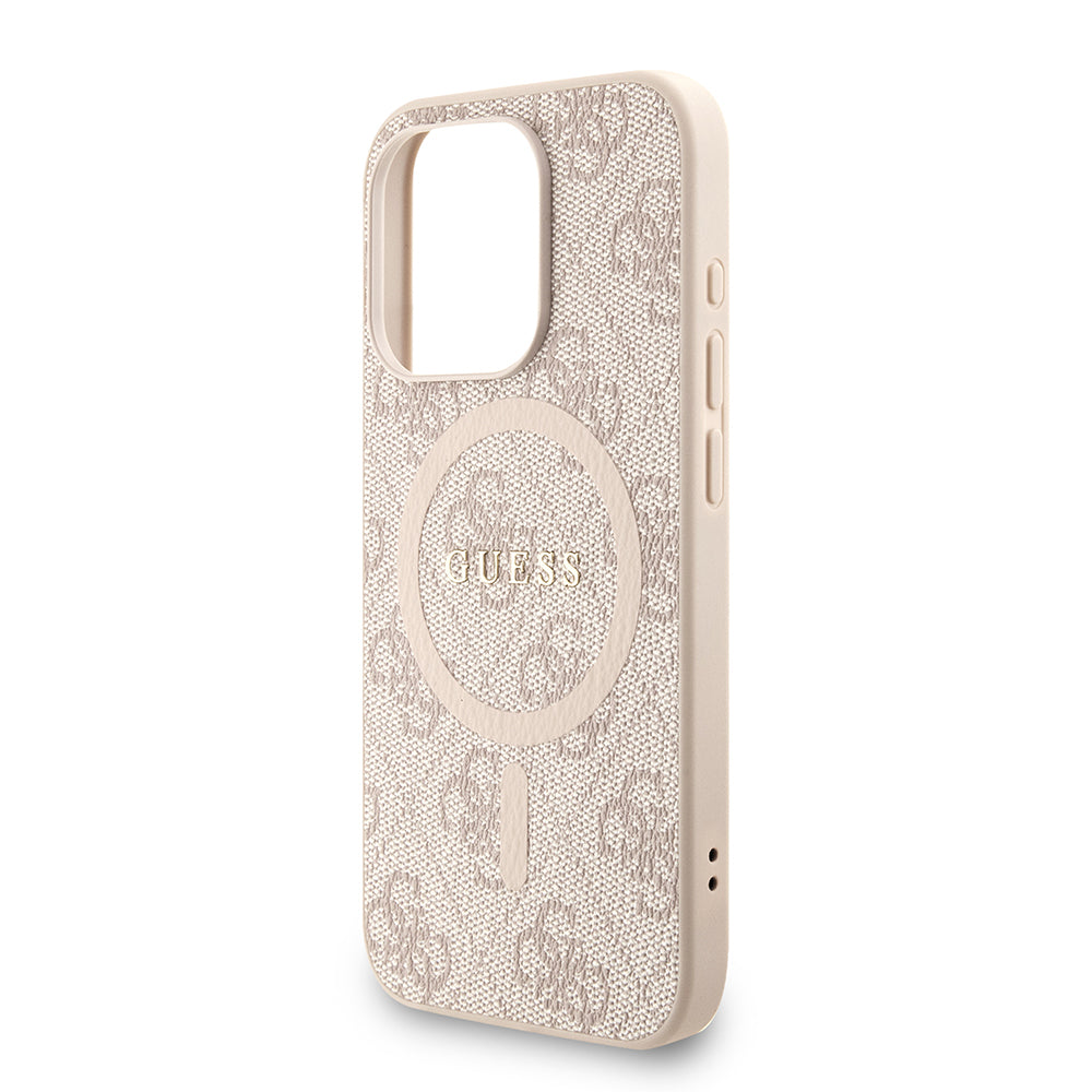 Apple iPhone 15 Pro Kılıf Guess Orjinal Lisanslı M-safe Şarj Özellikli PU Deri Bilek Askı İpli Yazı Logolu Kapak Siyah