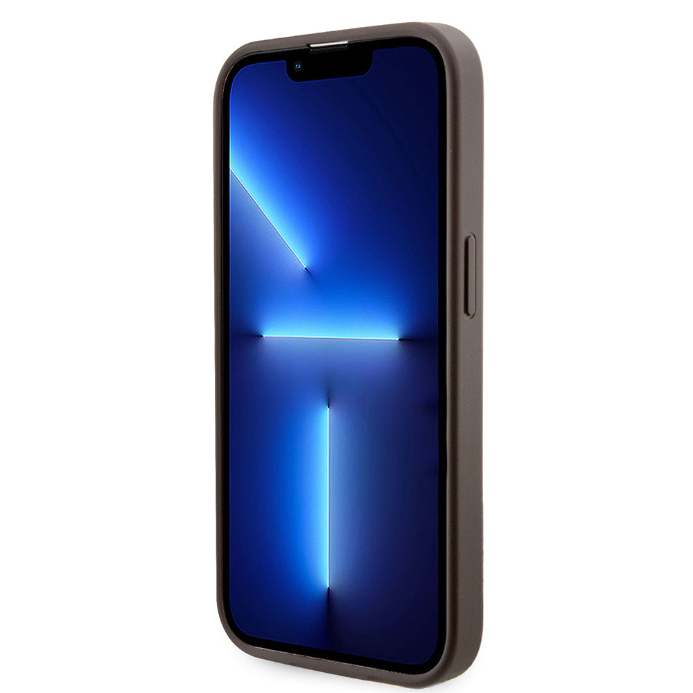 Apple iPhone 15 Pro Kılıf Guess Orjinal Lisanslı M-safe Şarj Özellikli 4G Şerit Tasarımlı Printed Kapak Siyah