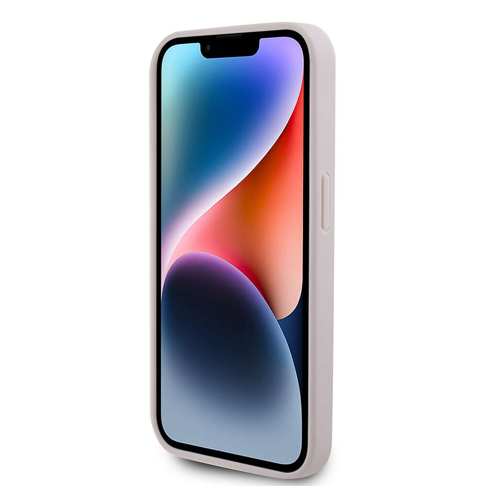 Apple iPhone 15 Pro Kılıf Guess Orjinal Lisanslı PU Deri Taşlı Üçgen Logo 4G Desenli Strass Kapak Siyah