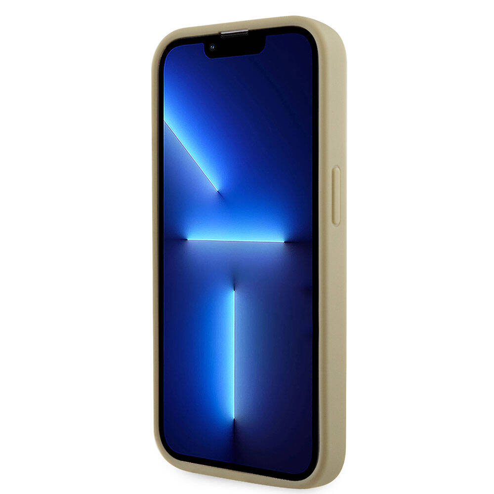 Apple iPhone 15 Pro Kılıf Guess Orjinal Lisanslı Taşlı Arka Yüzey Üçgen Logolu Kapak Gümüş