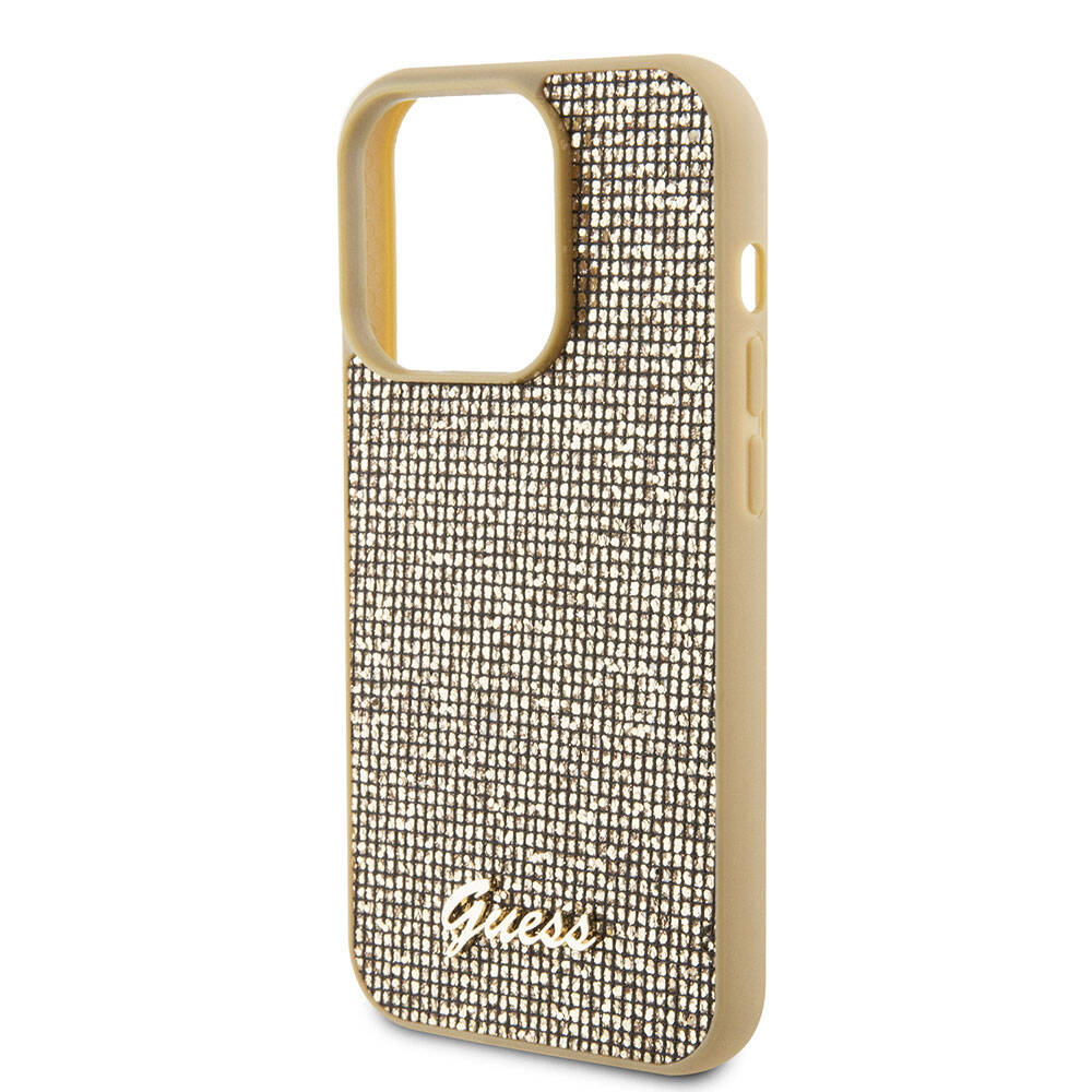 Apple iPhone 15 Pro Kılıf Guess Orjinal Lisanslı Yazı Logolu Disco Script Metal Kapak Siyah