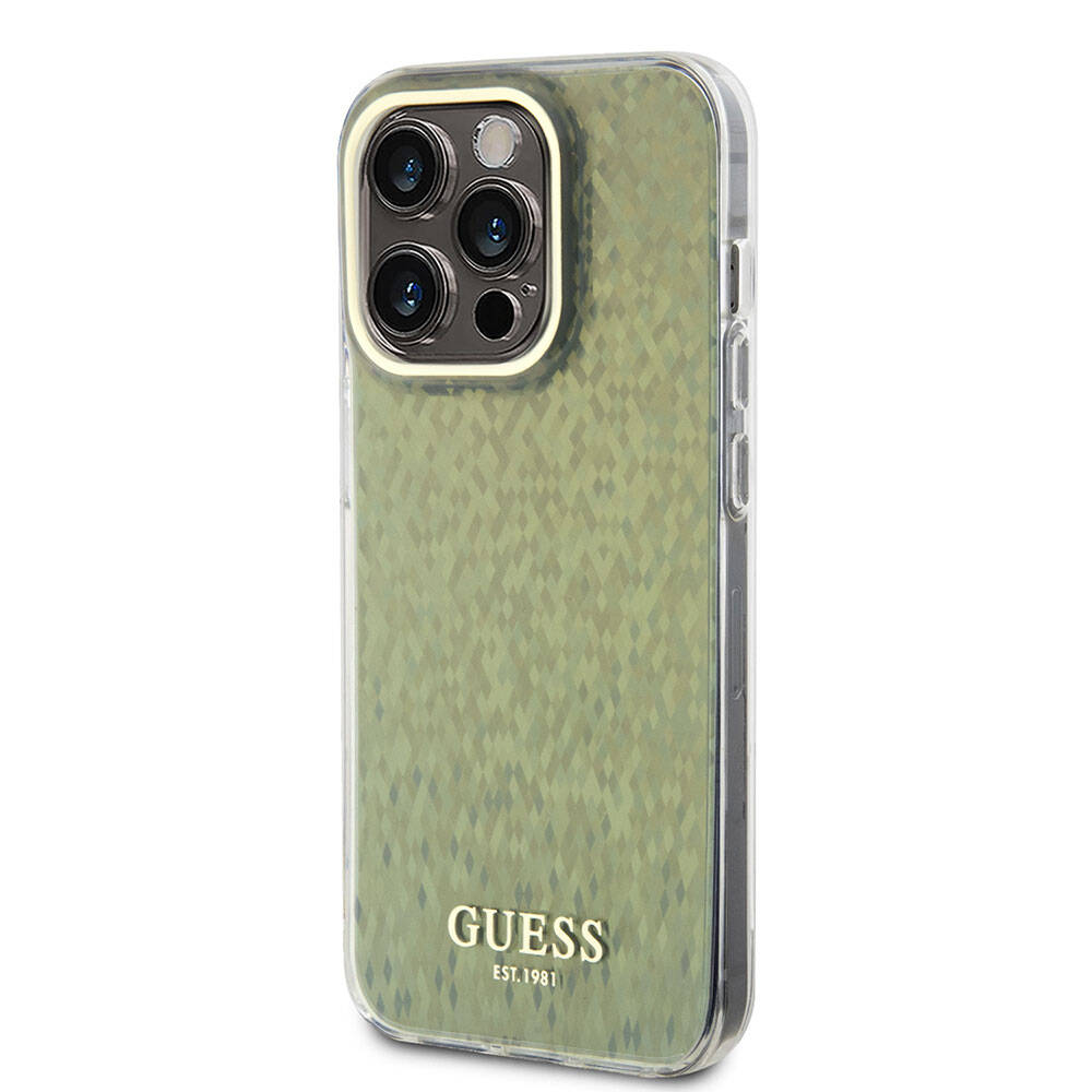 Apple iPhone 15 Pro Kılıf Guess Orjinal Lisanslı Yazı Logolu Mirror Disco Kapak Colorful