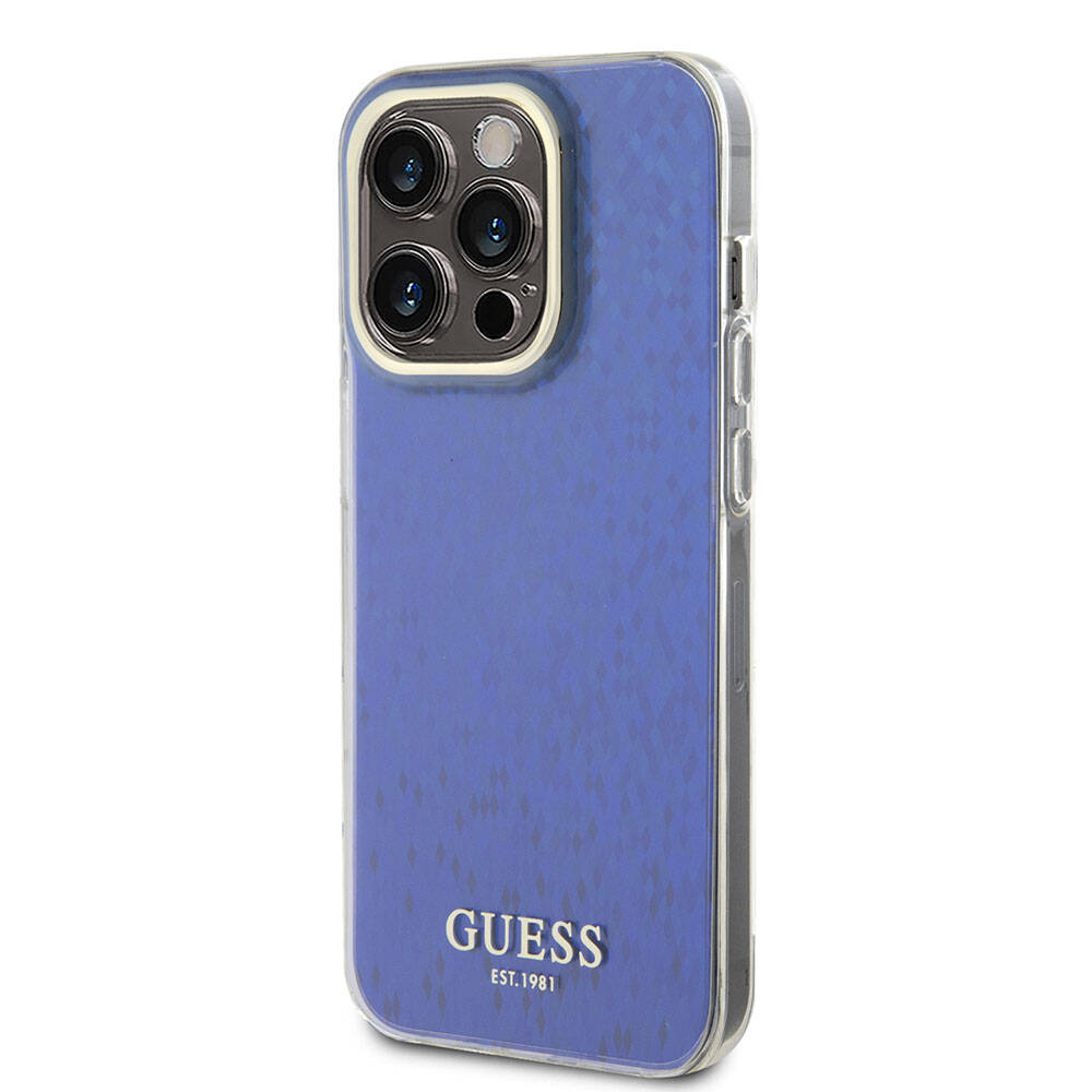 Apple iPhone 15 Pro Kılıf Guess Orjinal Lisanslı Yazı Logolu Mirror Disco Kapak Colorful