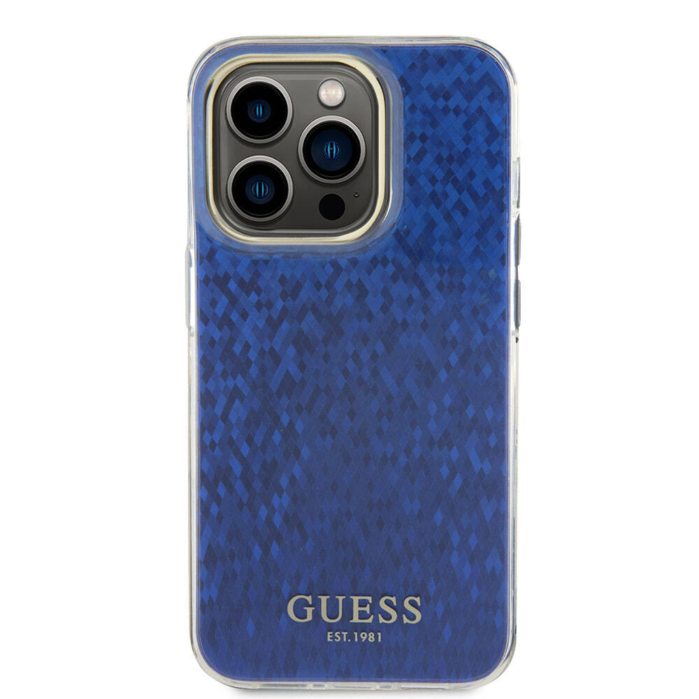 Apple iPhone 15 Pro Kılıf Guess Orjinal Lisanslı Yazı Logolu Mirror Disco Kapak Mor