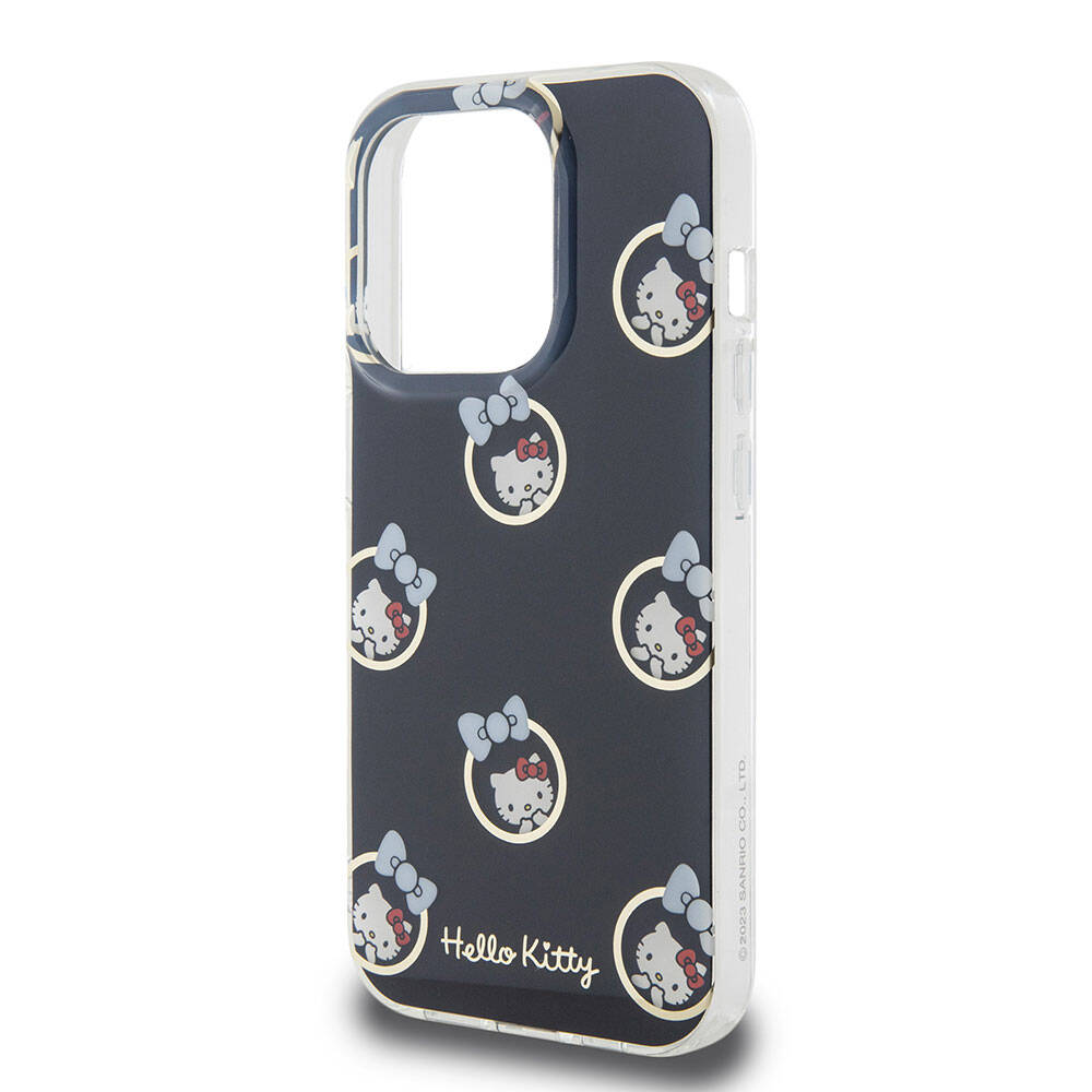 Apple iPhone 15 Pro Kılıf Hello Kitty Orjinal Lisanslı Elektroplating Kaplama Kabarcık Baskılı Kapak Beyaz