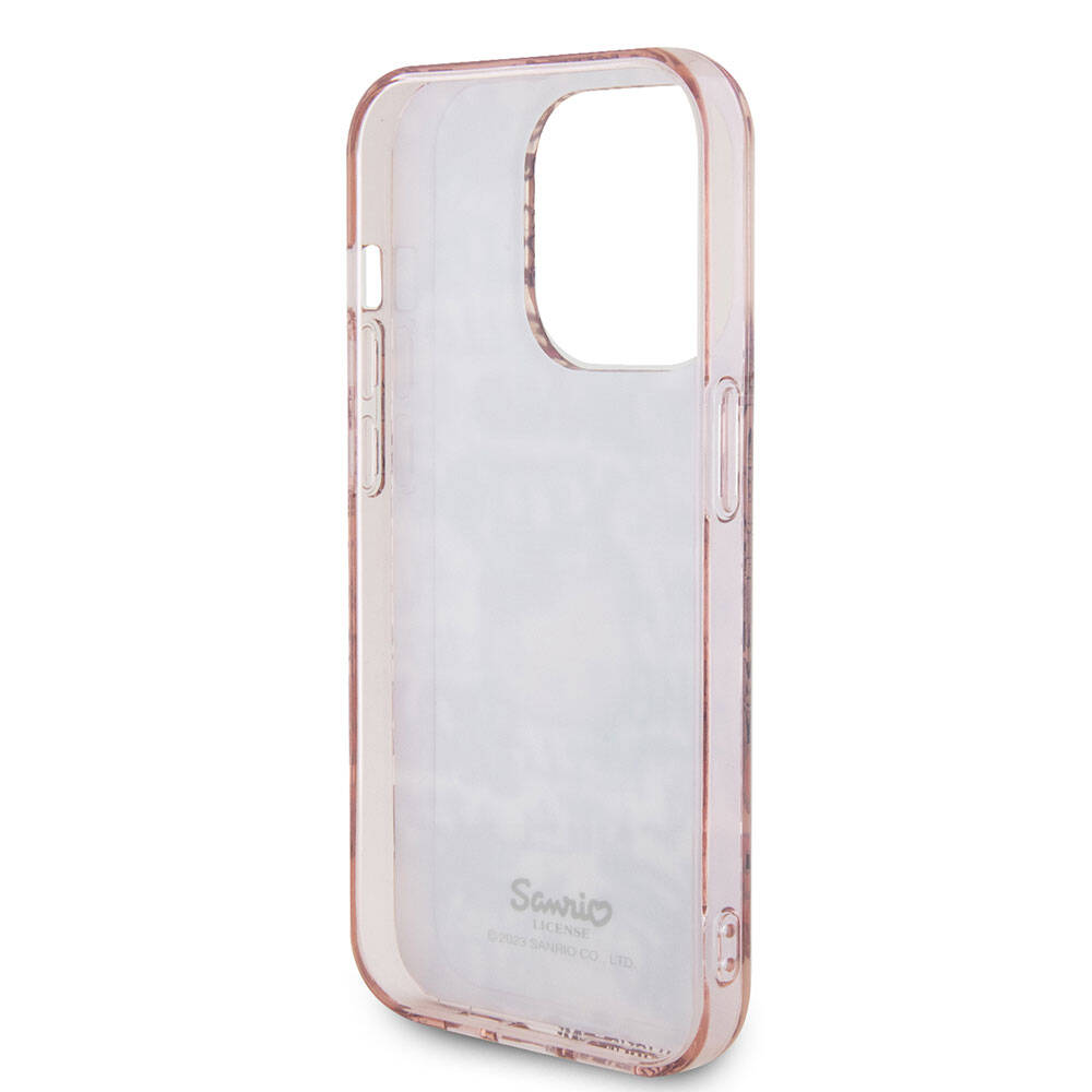 Apple iPhone 15 Pro Kılıf Hello Kitty Orjinal Lisanslı İkonik Logolu Etiket Graffiti Kapak Beyaz