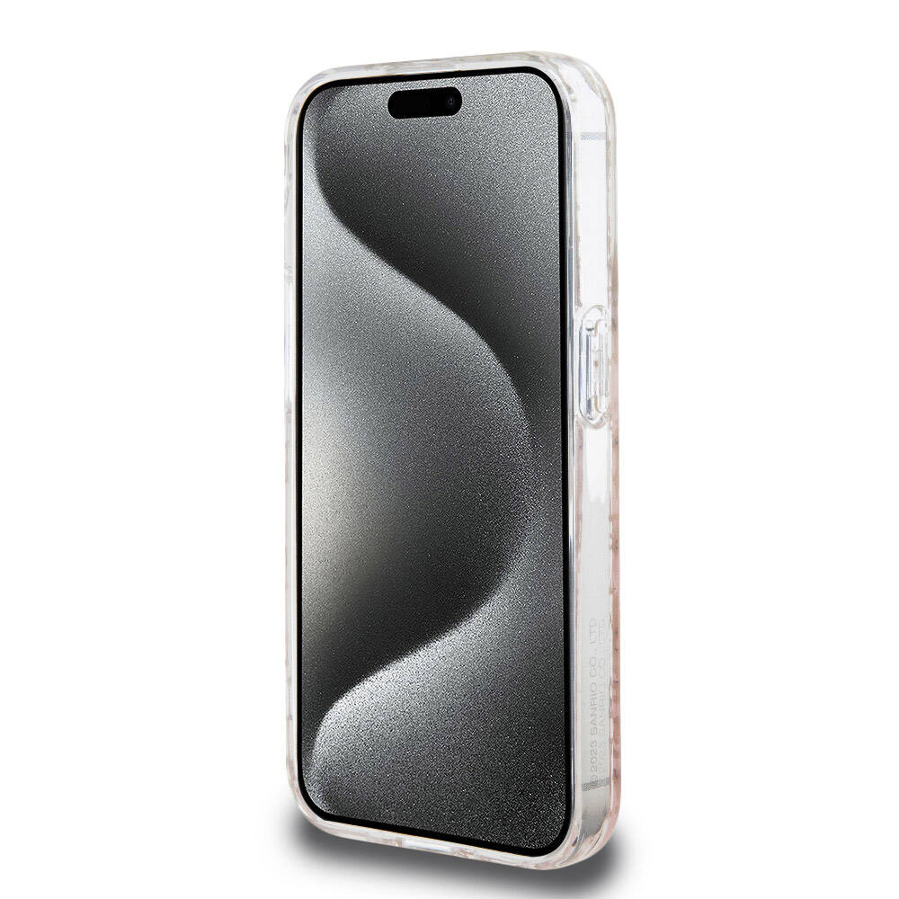 Apple iPhone 15 Pro Kılıf Hello Kitty Orjinal Lisanslı Renk Geçişli Elektroplating Kaplama Kitty Head Desenli Kapak Pembe