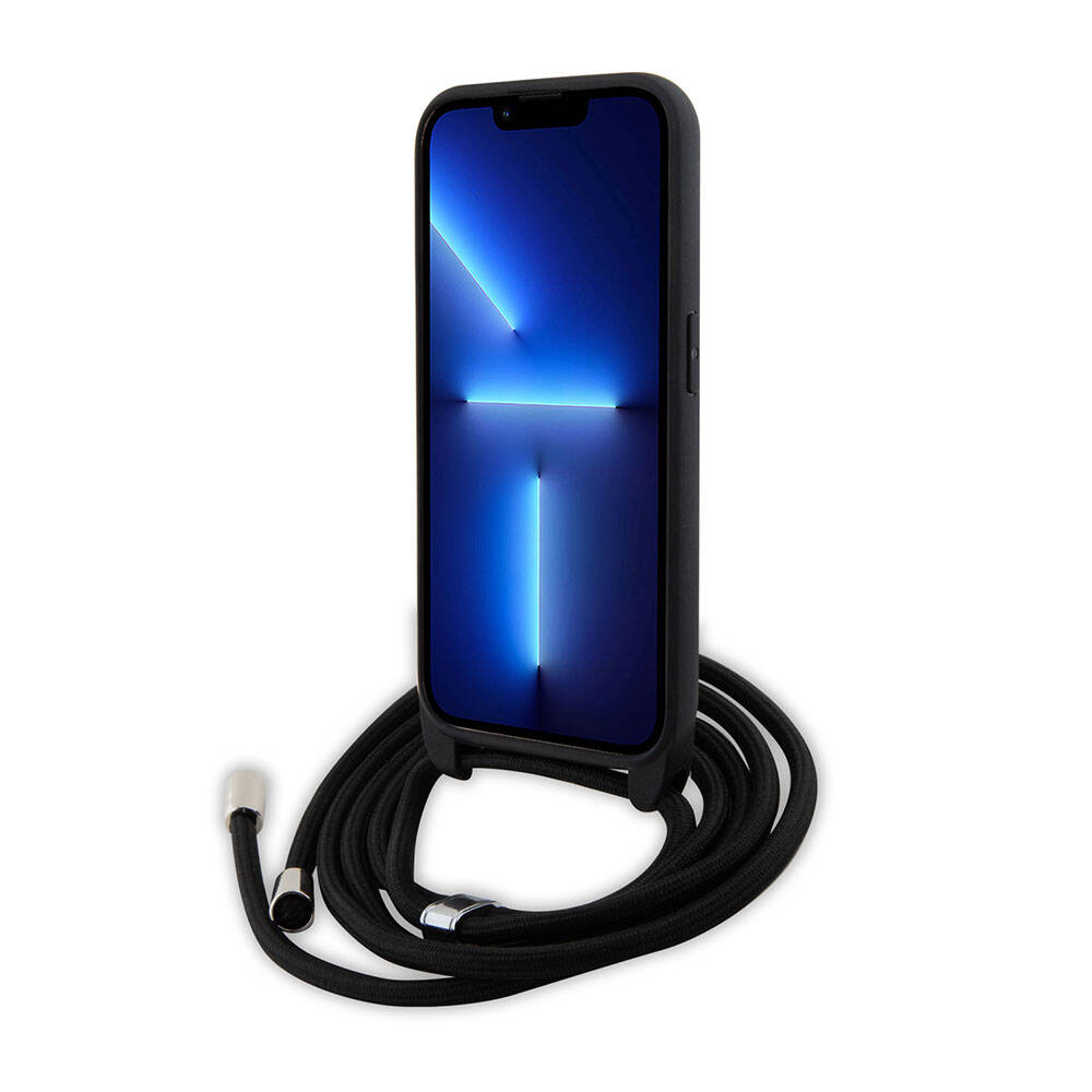 Apple iPhone 15 Pro Kılıf Karl Lagerfeld Askı İpli K&C Metal Logo Orjinal Lisanslı Kapak Siyah